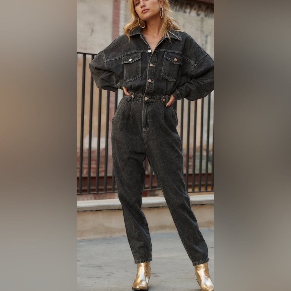 12th Tribe x Salty Blonde denim jumpsuit. Brand new, never worn, with tags, S/M.